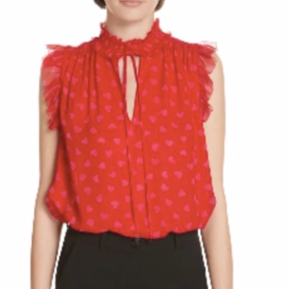 Kate Spade Red and Pink Ruffle Top - Picture 2 of 8
